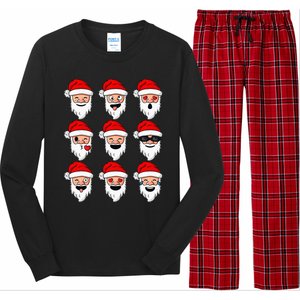 Christmas Santa Claus Funny Faces xmas Long Sleeve Pajama Set