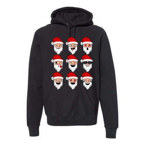 Christmas Santa Claus Funny Faces xmas Premium Hoodie