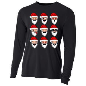 Christmas Santa Claus Funny Faces xmas Cooling Performance Long Sleeve Crew