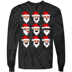 Christmas Santa Claus Funny Faces xmas Tie-Dye Long Sleeve Shirt