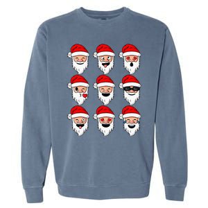 Christmas Santa Claus Funny Faces xmas Garment-Dyed Sweatshirt