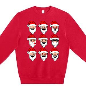 Christmas Santa Claus Funny Faces xmas Premium Crewneck Sweatshirt