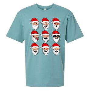 Christmas Santa Claus Funny Faces xmas Sueded Cloud Jersey T-Shirt