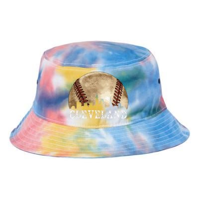 Cleveland Skyline City Vintage Baseball Lover Tie Dye Newport Bucket Hat