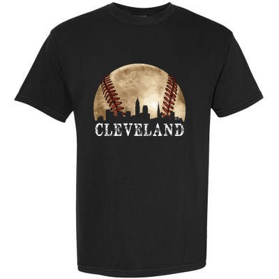 Cleveland Skyline City Vintage Baseball Lover Garment-Dyed Heavyweight T-Shirt