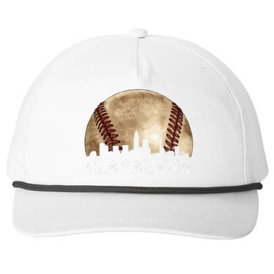 Cleveland Skyline City Vintage Baseball Lover Snapback Five-Panel Rope Hat