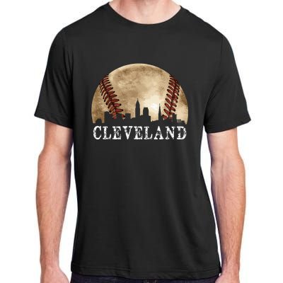 Cleveland Skyline City Vintage Baseball Lover Adult ChromaSoft Performance T-Shirt