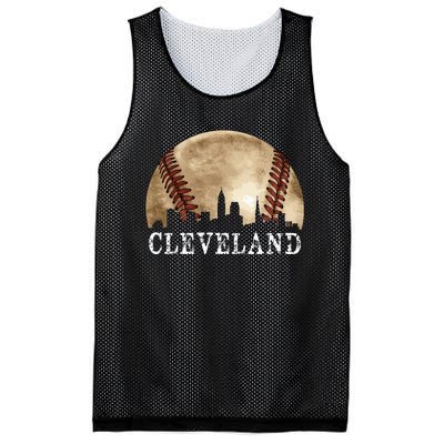 Cleveland Skyline City Vintage Baseball Lover Mesh Reversible Basketball Jersey Tank