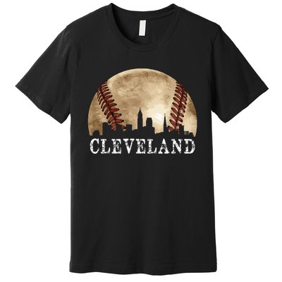 Cleveland Skyline City Vintage Baseball Lover Premium T-Shirt