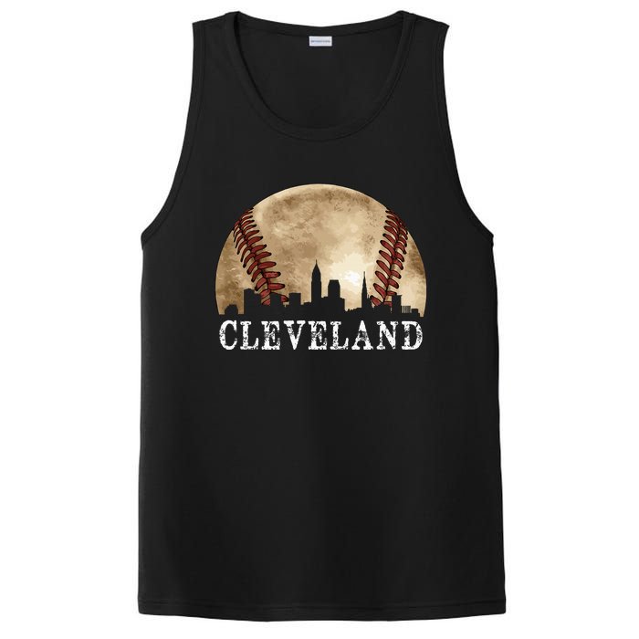 Cleveland Skyline City Vintage Baseball Lover PosiCharge Competitor Tank