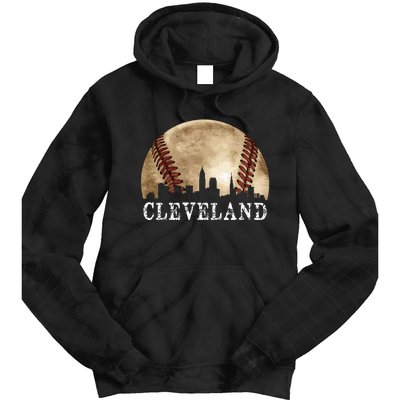 Cleveland Skyline City Vintage Baseball Lover Tie Dye Hoodie