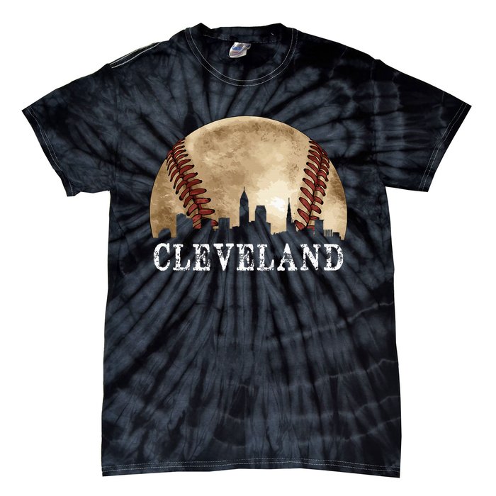 Cleveland Skyline City Vintage Baseball Lover Tie-Dye T-Shirt