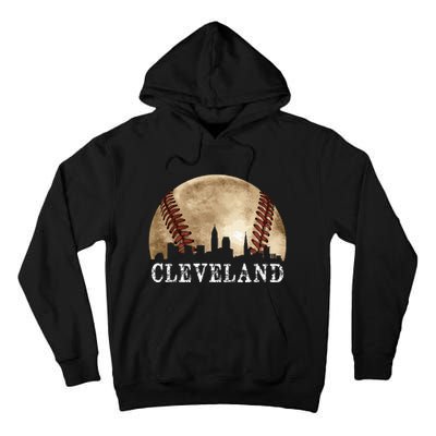 Cleveland Skyline City Vintage Baseball Lover Tall Hoodie