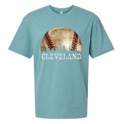 Cleveland Skyline City Vintage Baseball Lover Sueded Cloud Jersey T-Shirt