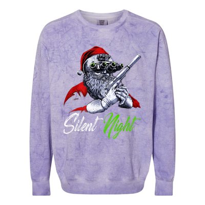 Christmas Santa Claus Guns Silent Night Santa Colorblast Crewneck Sweatshirt