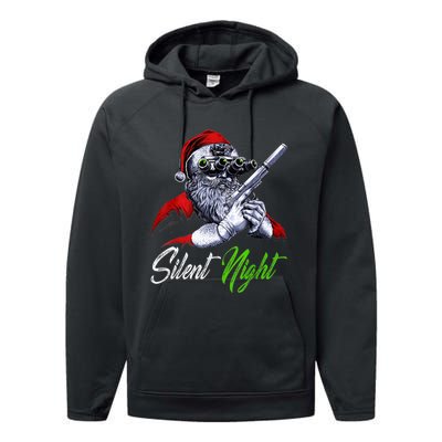 Christmas Santa Claus Guns Silent Night Santa Performance Fleece Hoodie