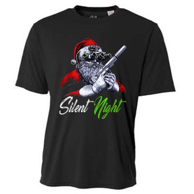 Christmas Santa Claus Guns Silent Night Santa Cooling Performance Crew T-Shirt