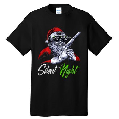 Christmas Santa Claus Guns Silent Night Santa Tall T-Shirt