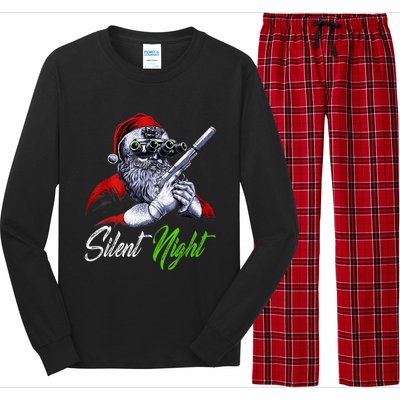 Christmas Santa Claus Guns Silent Night Santa Long Sleeve Pajama Set