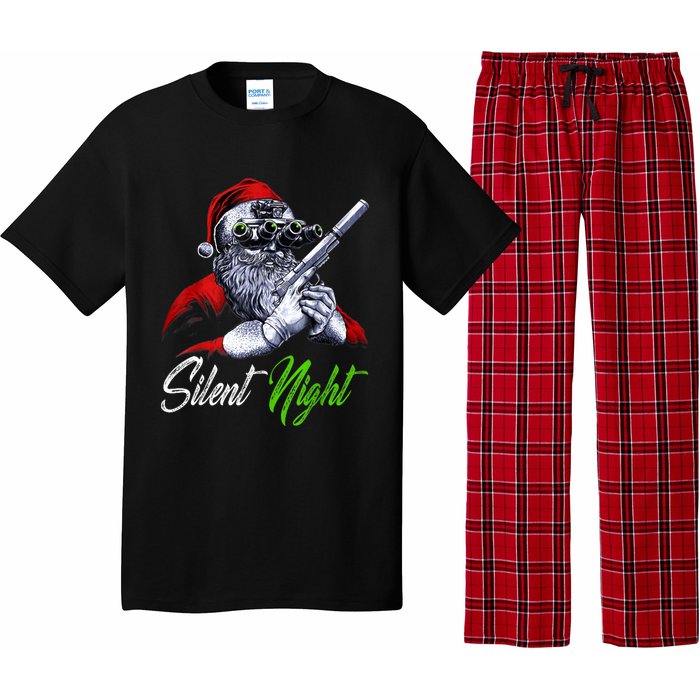 Christmas Santa Claus Guns Silent Night Santa Pajama Set