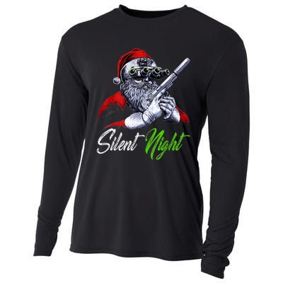 Christmas Santa Claus Guns Silent Night Santa Cooling Performance Long Sleeve Crew