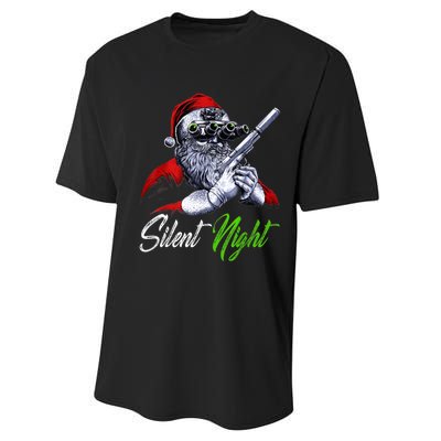 Christmas Santa Claus Guns Silent Night Santa Performance Sprint T-Shirt