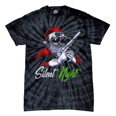 Christmas Santa Claus Guns Silent Night Santa Tie-Dye T-Shirt