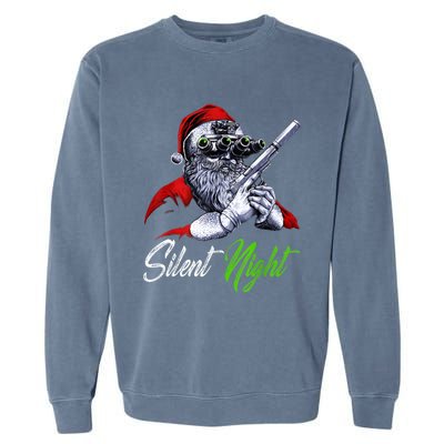 Christmas Santa Claus Guns Silent Night Santa Garment-Dyed Sweatshirt