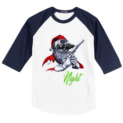 Christmas Santa Claus Guns Silent Night Santa Baseball Sleeve Shirt