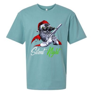 Christmas Santa Claus Guns Silent Night Santa Sueded Cloud Jersey T-Shirt