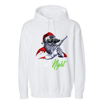 Christmas Santa Claus Guns Silent Night Santa Garment-Dyed Fleece Hoodie