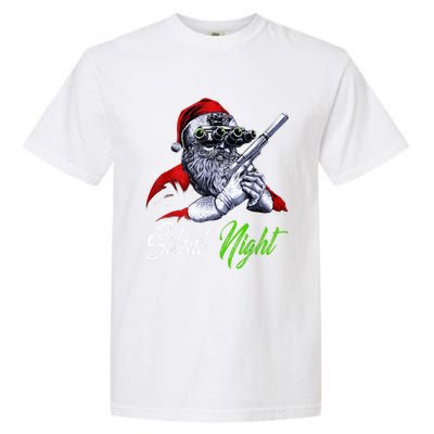 Christmas Santa Claus Guns Silent Night Santa Garment-Dyed Heavyweight T-Shirt