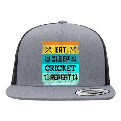 Cricket Sport Cricket Team Eat Sleep Cricket Jersey Flat Bill Trucker Hat