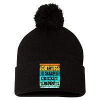 Cricket Sport Cricket Team Eat Sleep Cricket Jersey Pom Pom 12in Knit Beanie