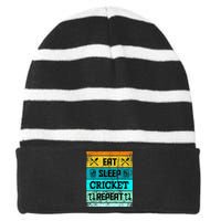 Cricket Sport Cricket Team Eat Sleep Cricket Jersey Striped Beanie with Solid Band