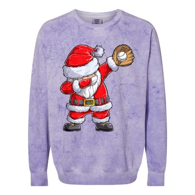 Christmas Santa Claus Baseball Catcher Xmas Gift Colorblast Crewneck Sweatshirt