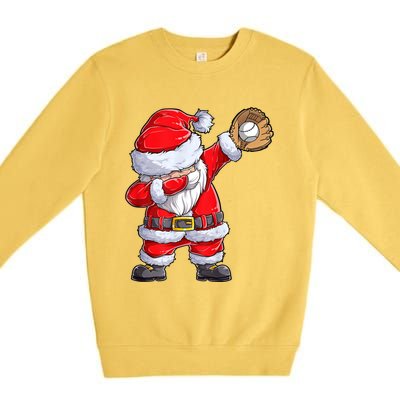 Christmas Santa Claus Baseball Catcher Xmas Gift Premium Crewneck Sweatshirt