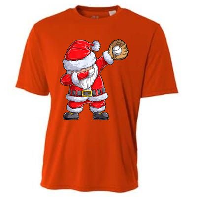 Christmas Santa Claus Baseball Catcher Xmas Gift Cooling Performance Crew T-Shirt