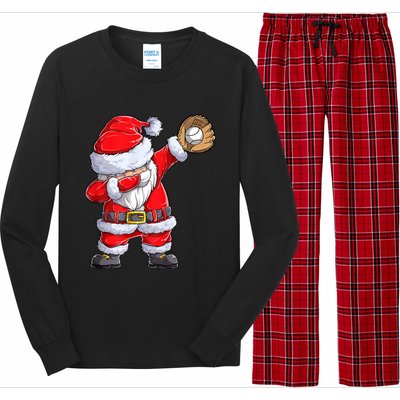 Christmas Santa Claus Baseball Catcher Xmas Gift Long Sleeve Pajama Set