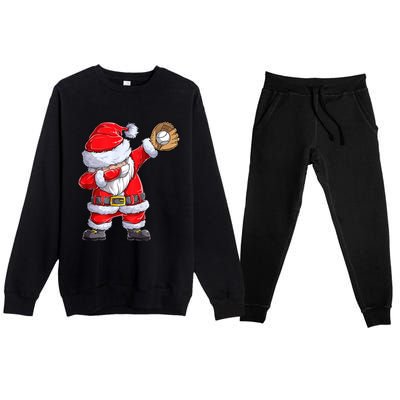 Christmas Santa Claus Baseball Catcher Xmas Gift Premium Crewneck Sweatsuit Set