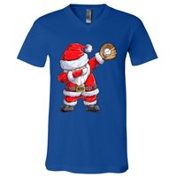 Christmas Santa Claus Baseball Catcher Xmas Gift V-Neck T-Shirt