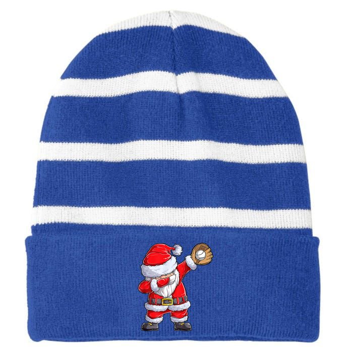 Christmas Santa Claus Baseball Catcher Xmas Gift Striped Beanie with Solid Band