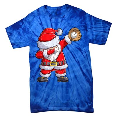 Christmas Santa Claus Baseball Catcher Xmas Gift Tie-Dye T-Shirt