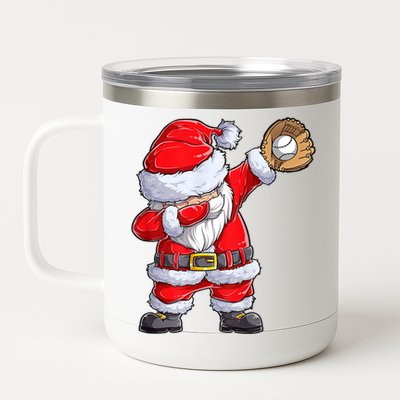 Christmas Santa Claus Baseball Catcher Xmas Gift 12 oz Stainless Steel Tumbler Cup