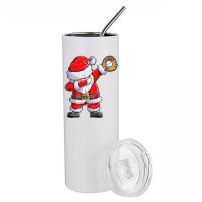 Christmas Santa Claus Baseball Catcher Xmas Gift Stainless Steel Tumbler