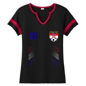 Croatia Soccer Croatian Football Retro 10 Jersey Ladies Halftime Notch Neck Tee