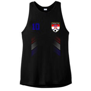 Croatia Soccer Croatian Football Retro 10 Jersey Ladies PosiCharge Tri-Blend Wicking Tank