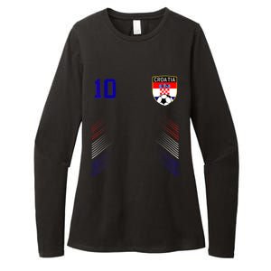 Croatia Soccer Croatian Football Retro 10 Jersey Womens CVC Long Sleeve Shirt