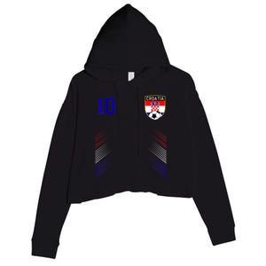 Croatia Soccer Croatian Football Retro 10 Jersey Crop Fleece Hoodie