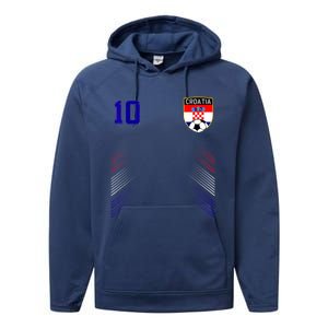 Croatia Soccer Croatian Football Retro 10 Jersey Performance Fleece Hoodie